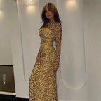 Women Clothing Spring Summer Slim Fit Slimming Leopard Print Trendy Dress Women Bella Mia
