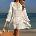 Large Skirt See through Beach Sun Protection Sexy Vacation Seaside Casual Blouse Dress
