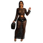 Women Clothing Handmade Knit Casual Cutout out Sequin Beach Dress