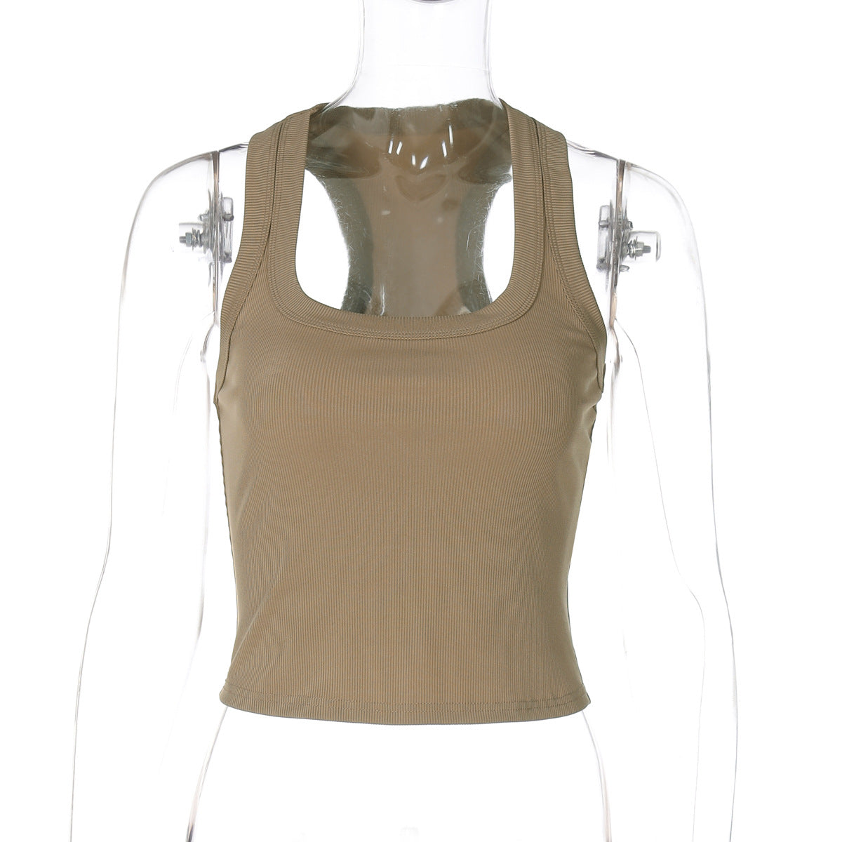 Women Clothing Summer Sexy U Collar Solid Color Slim Fit I Shape Cropped Vest for Women Bella Mia