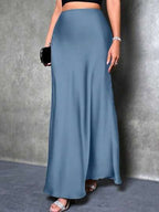 Satin Skirt Autumn Winter Simple A line Long Skirt Women Clothing Bella Mia