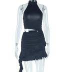 Women Clothing Solid Color Sleeveless Dress High Collar Casual Pullover Hip Dress Bella Mia