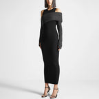 Autumn Elegant Slim Fit Slimming Patchwork Dress Socialite Knitted Dress for Women Bella Mia
