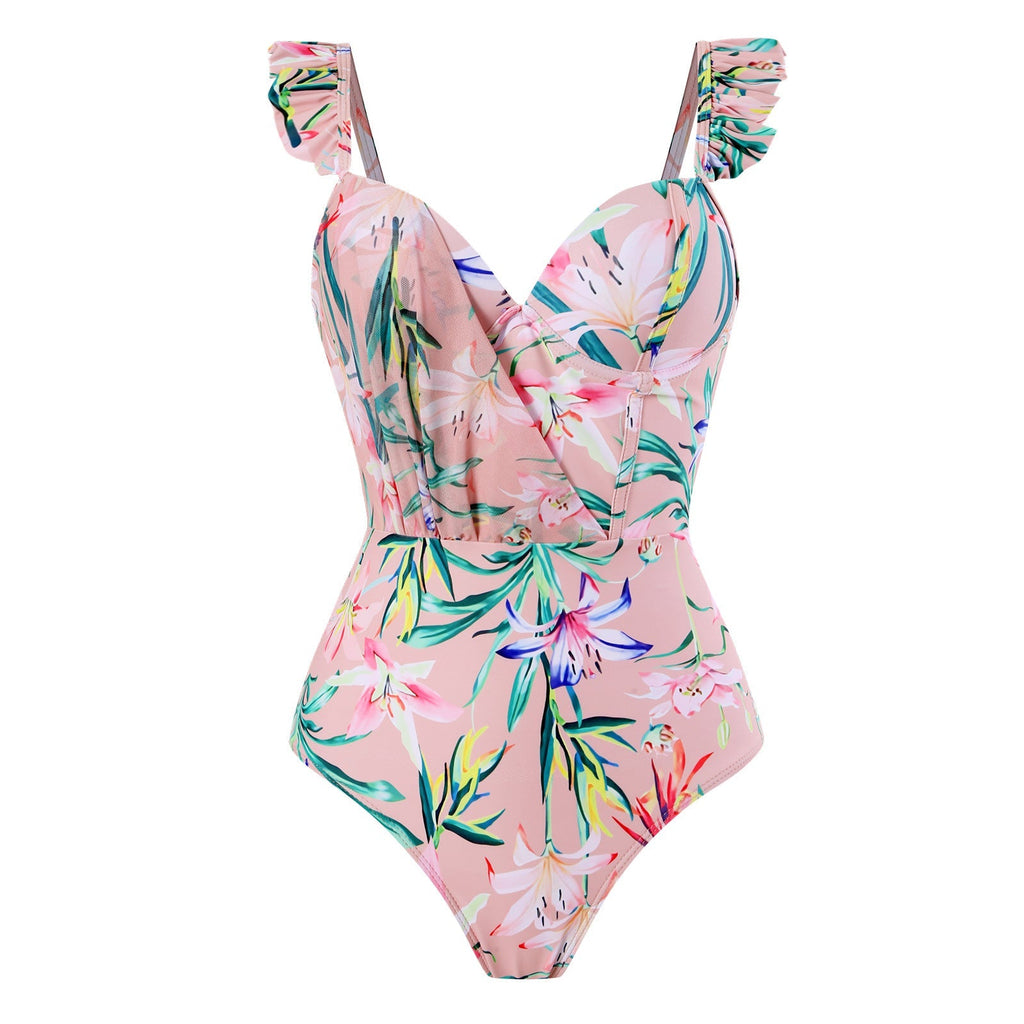 Siamese Conservative Flying Edge Covering Belly Thin Sexy Skirt Swimsuit Women Wrap Skirt Set Bella Mia