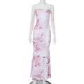 Women Clothing Tube Top Backless Floral Print Stitching Lining Sheath Dress Bella Mia