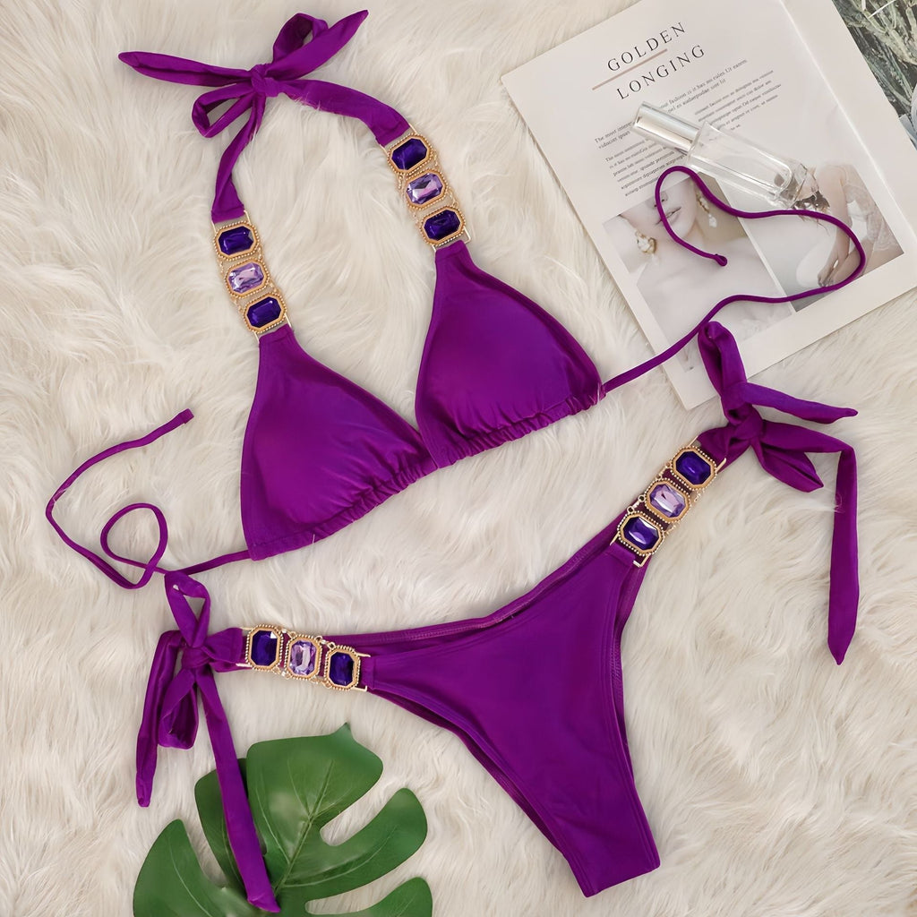 Crystal Diamond Bikini Sexy Women Split Bandage Swimsuit Beach Vacation Swimsuit Bella Mia