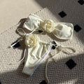 Solid Color Rose Tube Top Drawstring Strap Split Swimsuit Bikini Bella Mia
