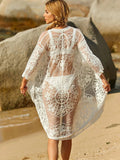 Lace Mesh Crochet Beach Cover up Seaside Vacation Bikini Sun Protection Clothing Bella Mia