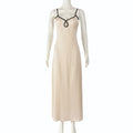 Spring Summer Sexy Women Clothing Dress Contrast Color Slim Fit Backless Halterneck with Suspenders Hip Dress Bella Mia