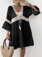 Women Cardigan Bow Women Clothing Sequined Embroidered Lace Stitching Beach Beach Cover Up Bella Mia