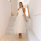 Spring Summer Halter Mesh Turtleneck Backless Dress Sweet Fresh Dress Women Bella Mia