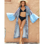Zebra Striped Long Cardigan Bikini Cover-up Long Sleeve Blouse Beach Bella Mia