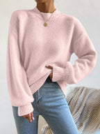 Autumn Winter Autumn Winter Comfortable Casual Loose round Neck Linking Long Sleeve Solid Color Sweater for Women Bella Mia