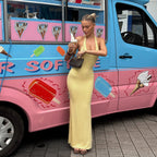 Women Clothing Summer Sexy V neck Halter Backless High Waist Slim Solid Color Dress Bella Mia