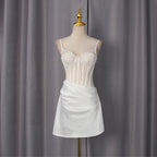 Spring Sexy Sweet Waist Slimming Boning Corset Mesh Splicing Sling Dress Women Bella Mia