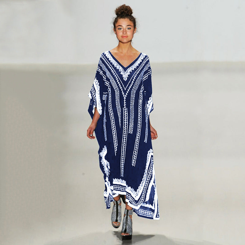 Black Bottom Quick Drying Robe Beach Dress Loose plus Size Maxi Dress Bikini Cover up Sun Protection Shirt Women Robe Bella Mia