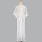 Summer Beach Sun Protection Shirt Gradient Color Lace Up Tassel Beach Cover Up Short Sleeve Knitted Long Cardigan Bella Mia