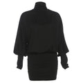 Autumn Winter Women Clothing Solid Color Sexy Turtleneck Long Sleeve Backless Baggy Package Hip Dress Bella Mia