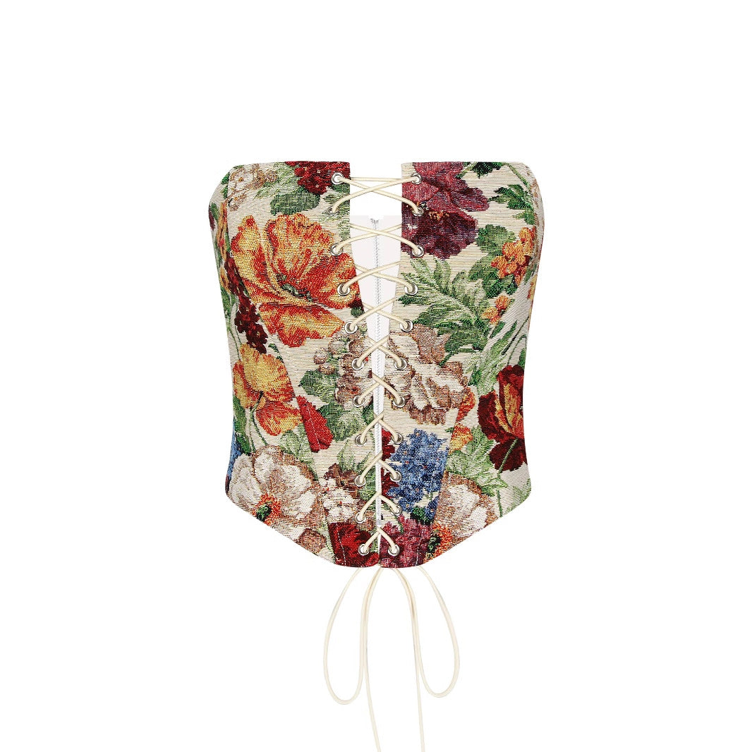 Sexy Tube Top Strap Vest Women Irregular Asymmetric Short Cropped Outfit Printed Boning Corset Bra Sexy Top Bella Mia