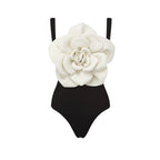 Black White Three Dimensional Big Floral One Piece Swimsuit Women Beach Vacation Suit Skirt Bella Mia