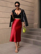 Hip Wrapped Fishtail Skirt Satin Mid Length Skirt Autumn Women Clothing Direct Bella Mia