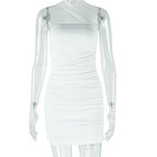 Women Clothing Solid Color Halter Dress Sexy Slim Fit Sheath Short Dress Bella Mia