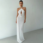 Summer Sexy Cutout Knitted Beach Skirt Bikini Swimsuit Solid Color Dress Women Bella Mia