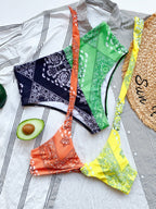 Bikini Double Bikini Print Stitching Swimsuit Swimsuit Strap Knotted Swimsuit Women Bikini Bella Mia