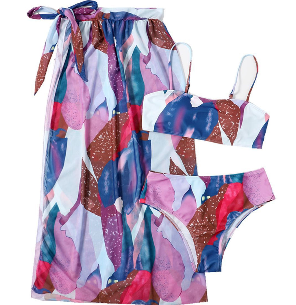 Mesh Women Triangle Bikini Three-Piece Set Printing Sexy Split Swimsuit Bella Mia