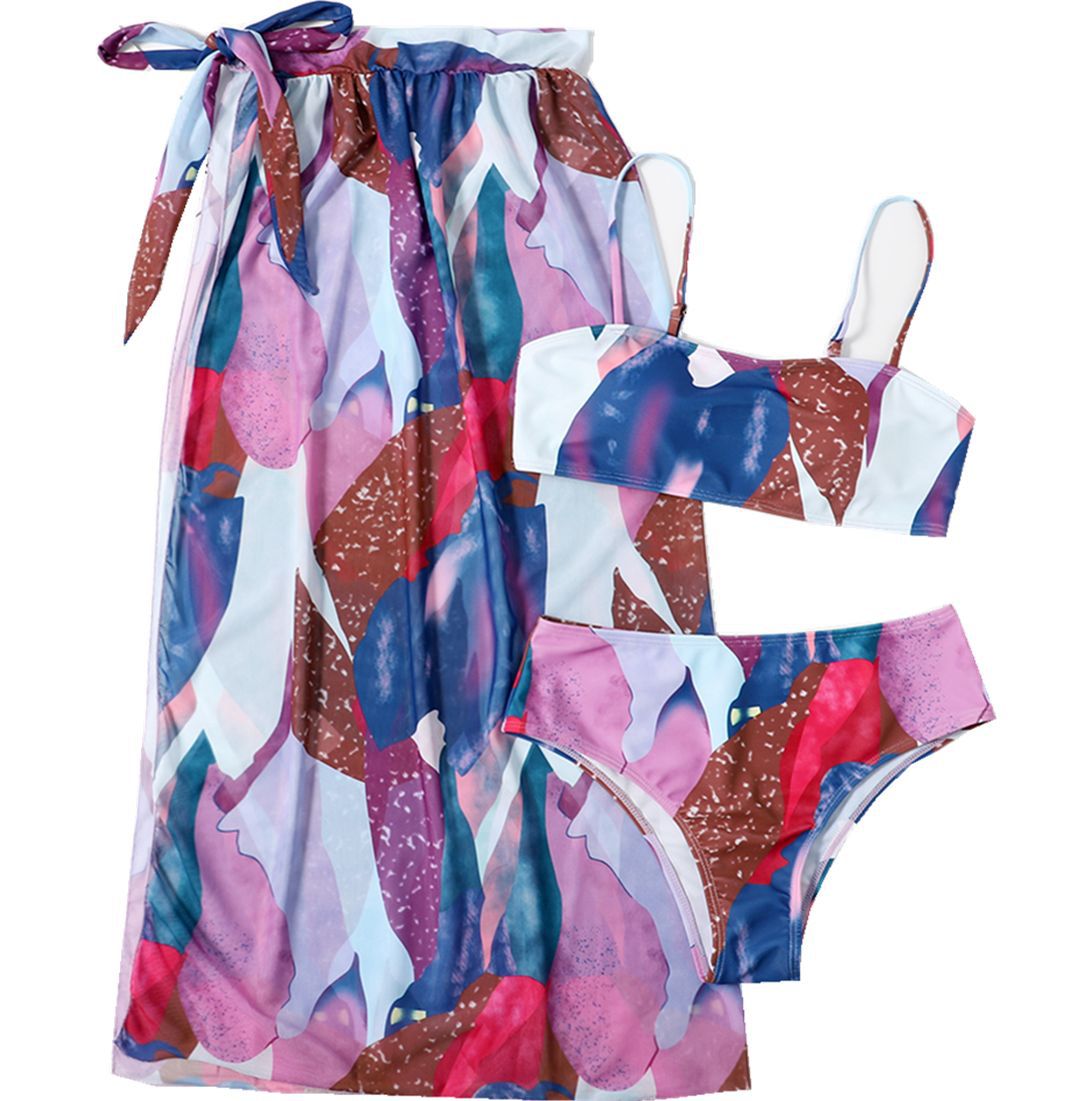 Mesh Women Triangle Bikini Three-Piece Set Printing Sexy Split Swimsuit Bella Mia