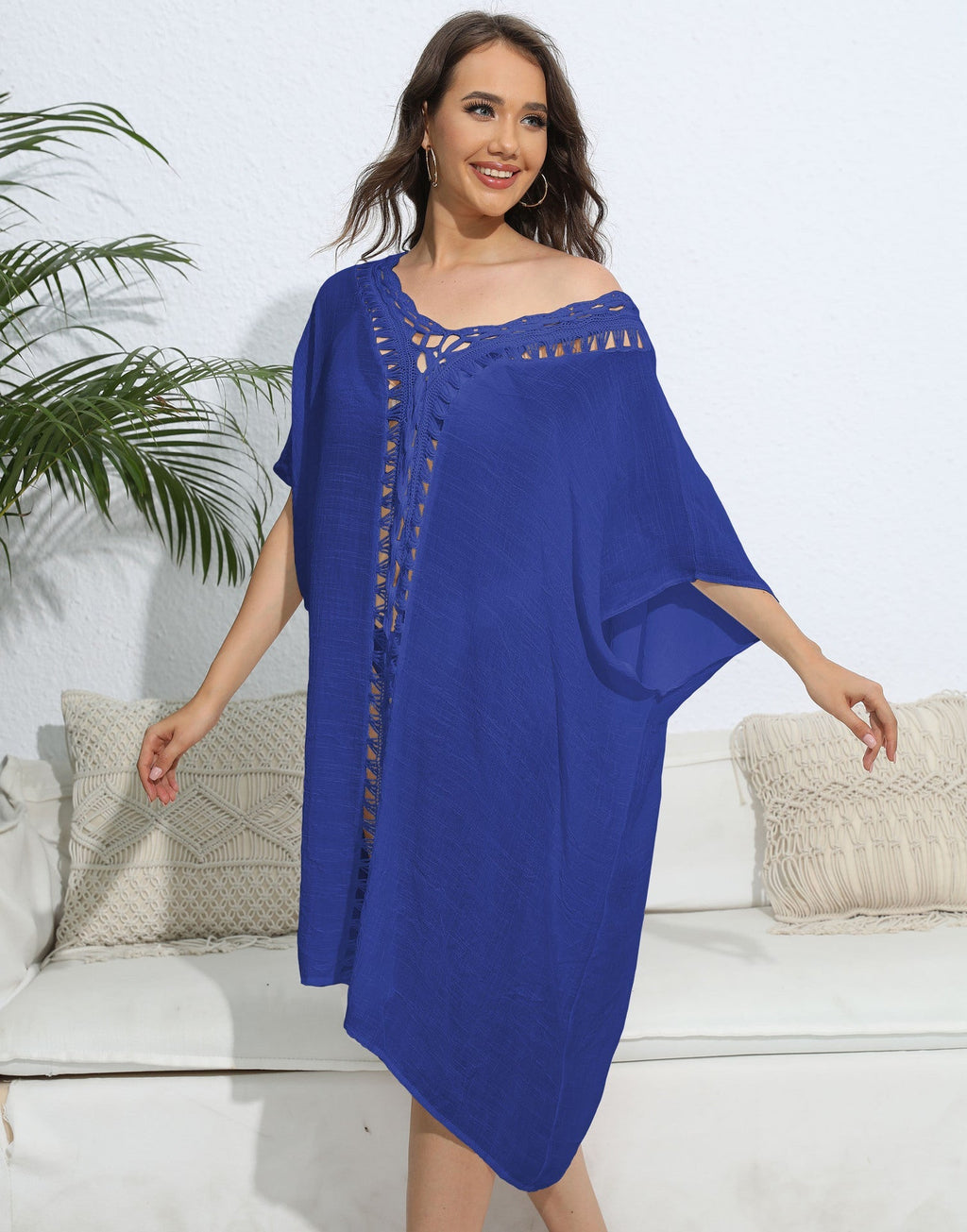 Women Blouse Women Clothing Crochet Stitching Loose Dress Beach Bikini Cover up Bella Mia
