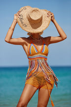 Multicolored Tassel Hand Crocheting Sexy Cutout Stylish Beach Swimsuit Tops Bella Mia