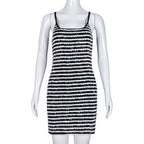 Women Clothing Sexy Slim Strap Contrast Color Sheath Dress Bella Mia