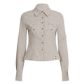 Autumn Pocket Stitching Breasted Collared Shirt Tooling Sexy Waist Controlled Slimming Long Sleeve Cardigan Top Women Bella Mia