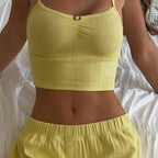 Summer Casual Trousers Suspenders Vest Two Piece Set Women Pajamas Casual Wear Bella Mia