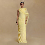 Fashionable Pleated Mesh Shawl Dress Sexy Sheath round Neck Slim Dress Bella Mia