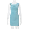Women Clothing Summer Sexy Vacation Solid Color Slim Hip Dress Bella Mia