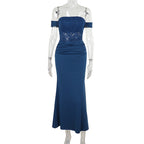 Fall Maxi Dress Elegant Slim Lace Stitching Sling Dress Bella Mia