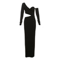 Fall Women Clothing Long Sleeve Diagonal Collar Sexy Cutout Slim Fit Hip Wrapped Dress Bella Mia