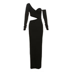 Fall Women Clothing Long Sleeve Diagonal Collar Sexy Cutout Slim Fit Hip Wrapped Dress Bella Mia