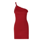 Women Clothing Summer Sexy Backless Pleated One Shoulder Twist Hip Bag Dress Women Bella Mia