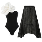 One Piece Swimsuit Women Skinny Slimming Big Floral Swimsuit Outfit Chiffon Dress Bella Mia