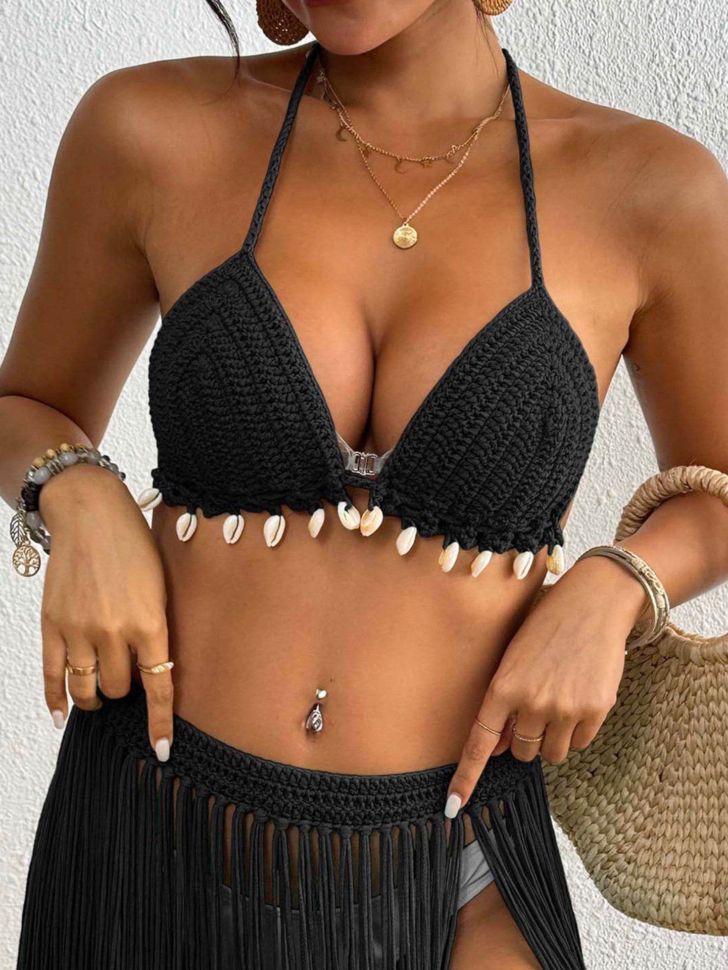 Women Top Women Clothing Handmade Shell Stitching Banded Bikini Swimsuit Top Beach Overclothes Bella Mia