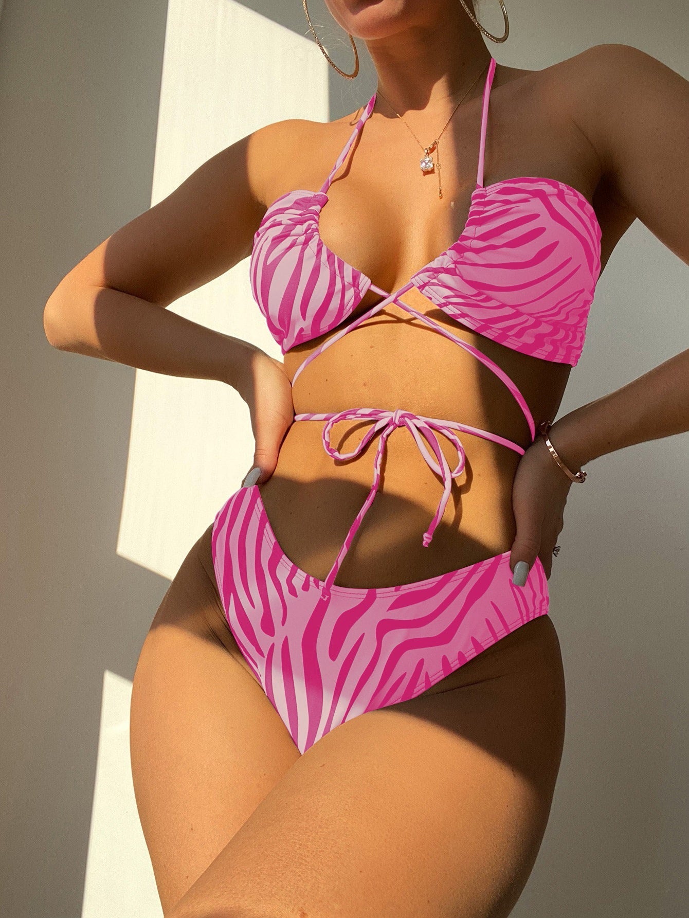 Swimsuit Women Split Three Piece Striped Bikini Bella Mia