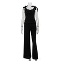 Spring Summer Black Bandeau Sling Top High Waist Wide Leg Pants Two Piece Set Bella Mia