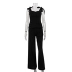 Spring Summer Black Bandeau Sling Top High Waist Wide Leg Pants Two Piece Set Bella Mia