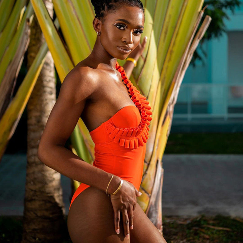 Solid Color Sexy One Piece Swimsuit Women Vacation Beach Swimsuit Bella Mia
