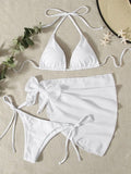 Solid Color Triangle Cup Bandage Sexy Bikini Three Piece Swimsuit Bella Mia