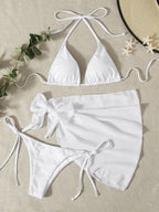 Solid Color Triangle Cup Bandage Sexy Bikini Three Piece Swimsuit Bella Mia