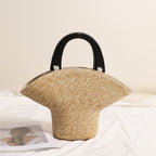 Wooden Portable Hat Straw Bag Fresh Straw Woven Bag Vacation Beach Bag Women Bag Bella Mia